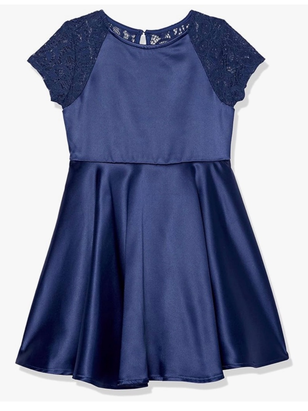 Calvin Klein Navy Lace-Short Sleeve Fit & Flare Dress